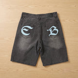 Botanical denim shorts