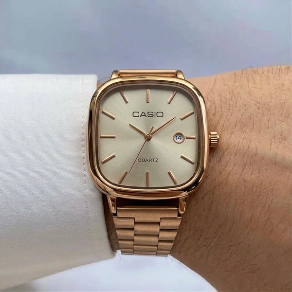Rose gold Casio watch