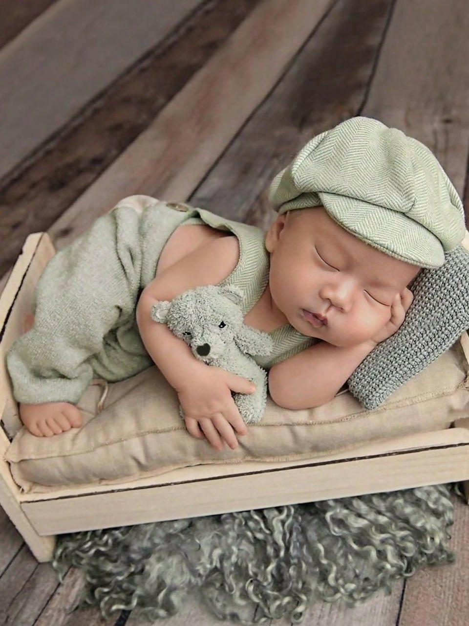 Green dungaree with cap