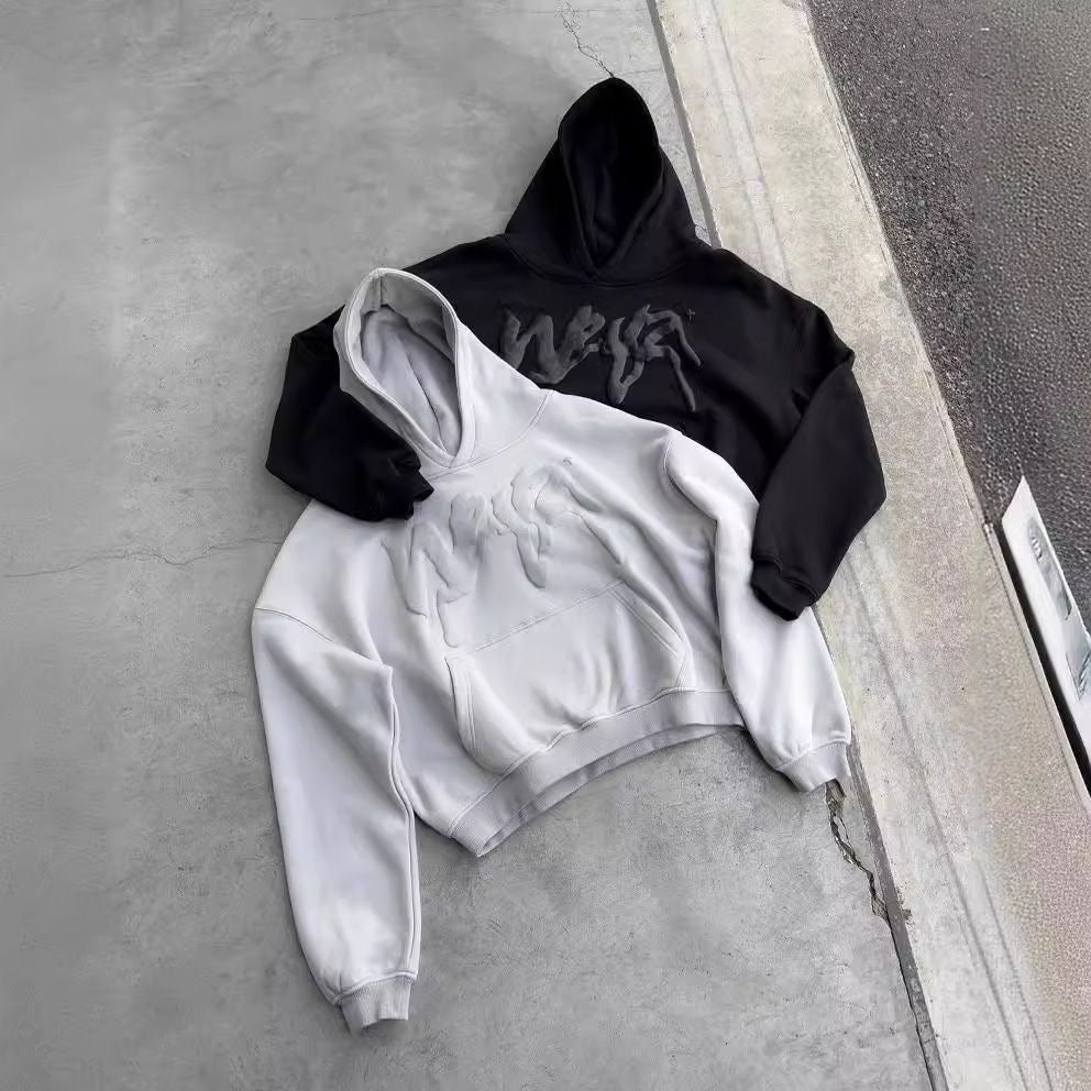 Light grey monochromatic graphic hoodie
