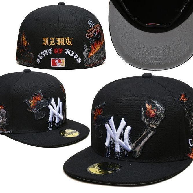 New York Yankees 'State of Mind' Skeleton Hand & Flaming Apple Custom Cap