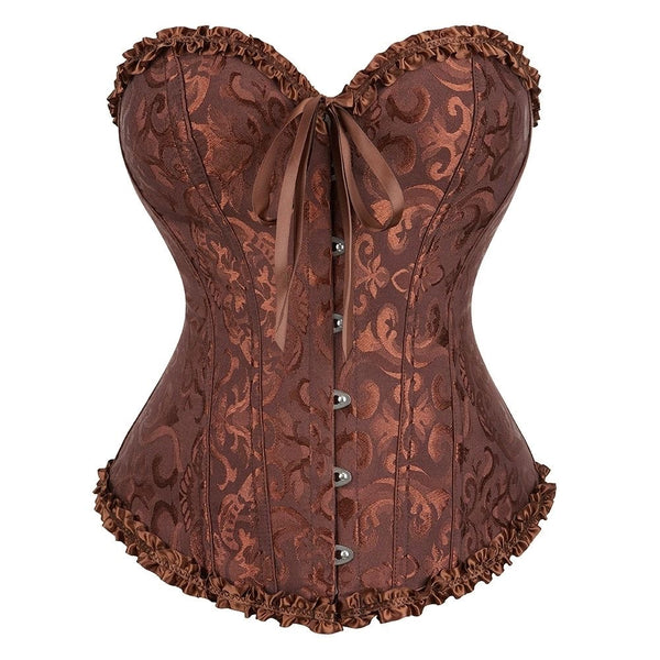 Brown strapless medieval corset