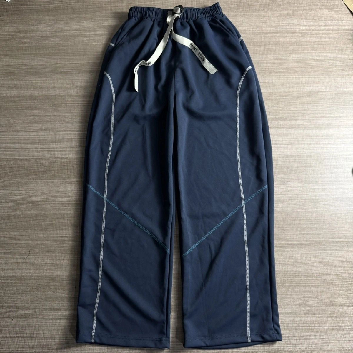 Blue Curved knife-Cut sweatpants