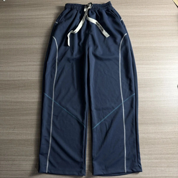 Blue Curved knife-Cut sweatpants