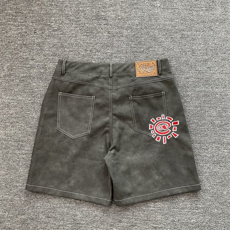 Polyester leather shorts