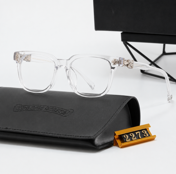 Clear chrome heart glasses with silver detailing