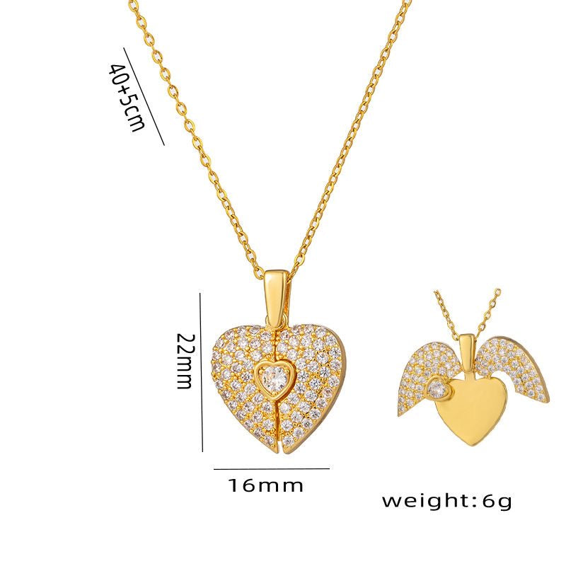 Gold heart with diamonds necklace
