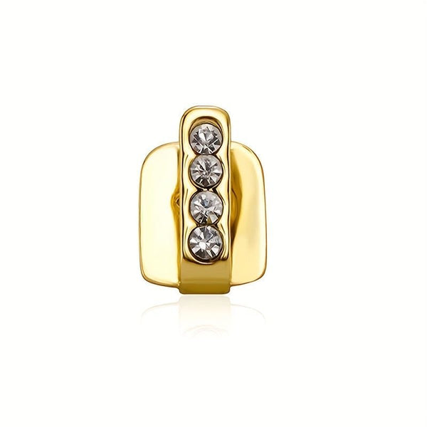 Gold Vertical iced bar Grillz