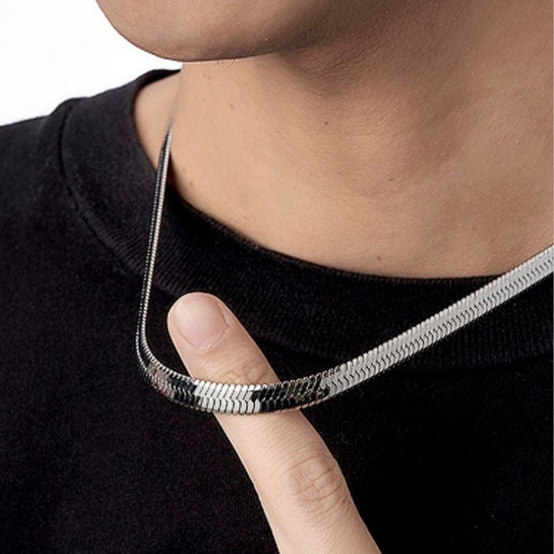 Silver snake skin necklace
