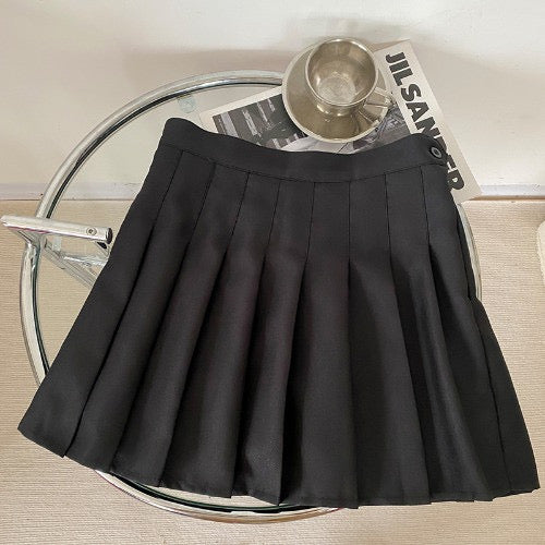 Black High Waist Pleated Skirt