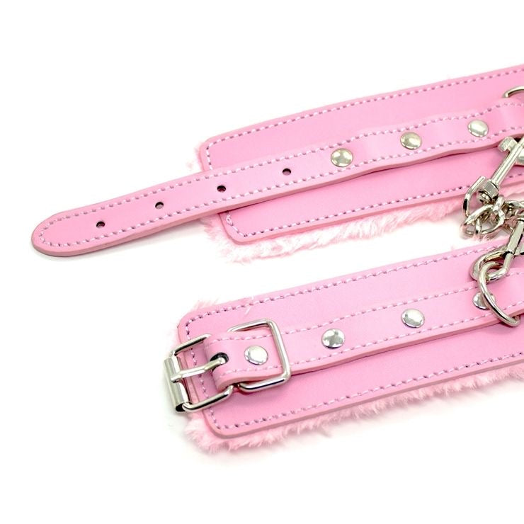 Pink leather ankle cuffs