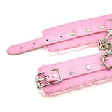 Pink leather ankle cuffs