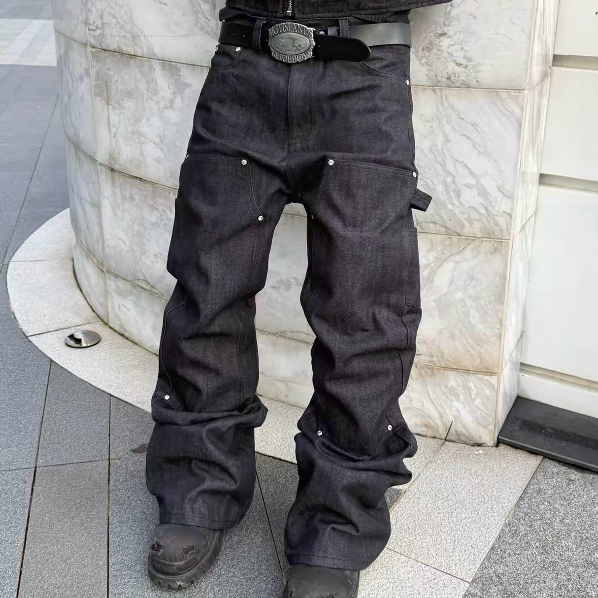 Black minimal diamond jeans