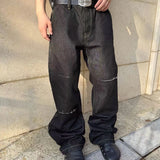 Gold thread 3D embroidery jeans