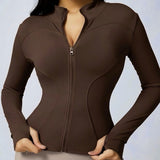 Brown Stand collar sport jacket