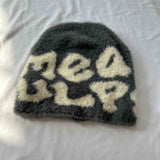 Grey mea culpa fur beanie