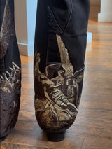 Embroidered angels baggy jeans