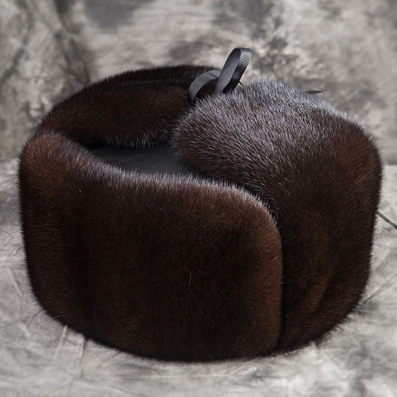 Brown russian fur hat