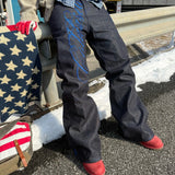 Vintage black with blue negative space jeans