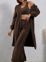 Three-Piece Cozy Brown Loungewear Set