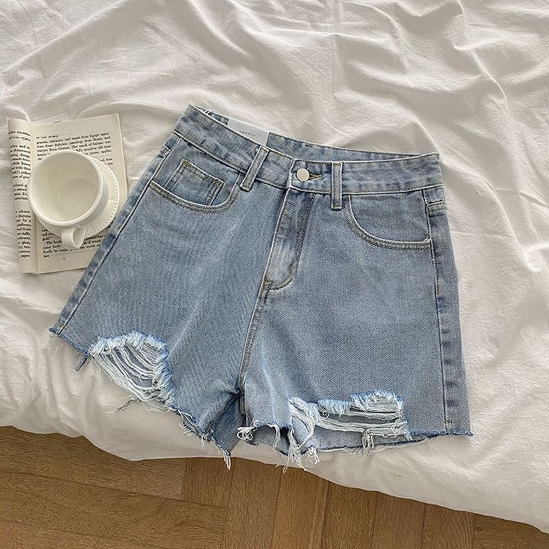 Distressed Denim Shorts