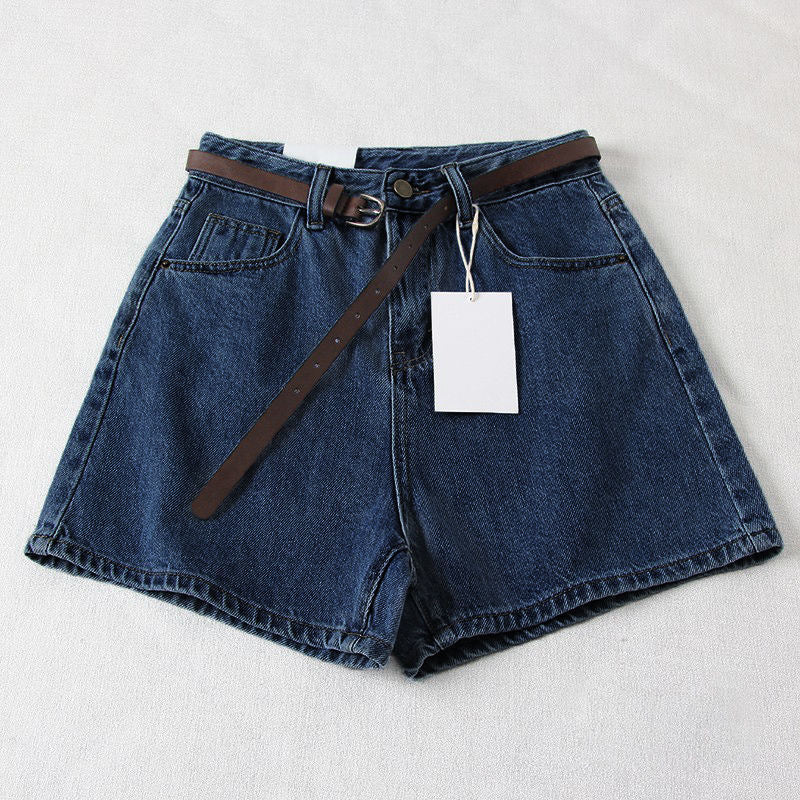 Straight-Leg Denim Shorts+Belt