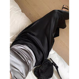 Satin Wide Strap Long Skirt