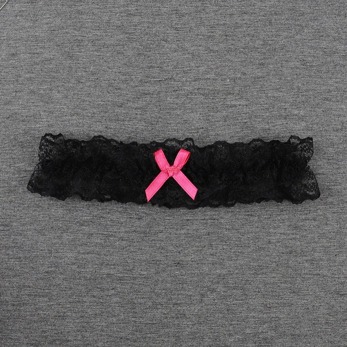 Black with pink tie garter