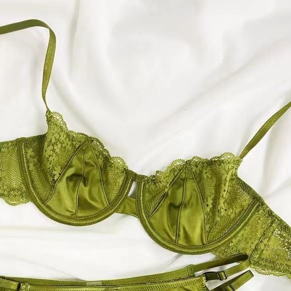 Green lace bra