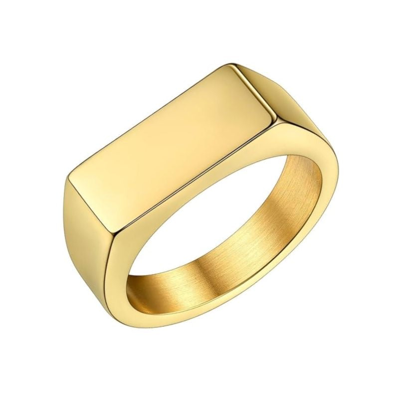 Gold rectangular Signet Ring