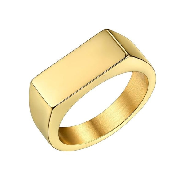 Gold rectangular Signet Ring