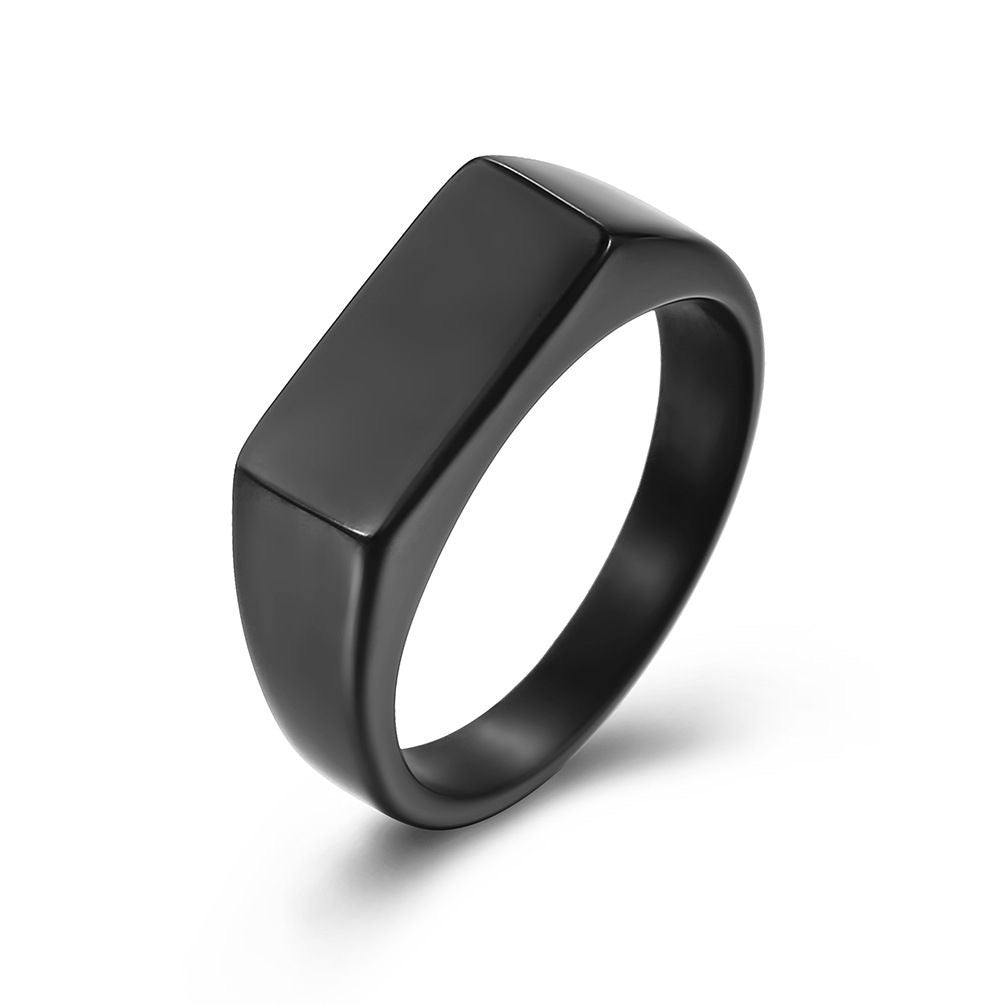 Black rectangular Signet Ring