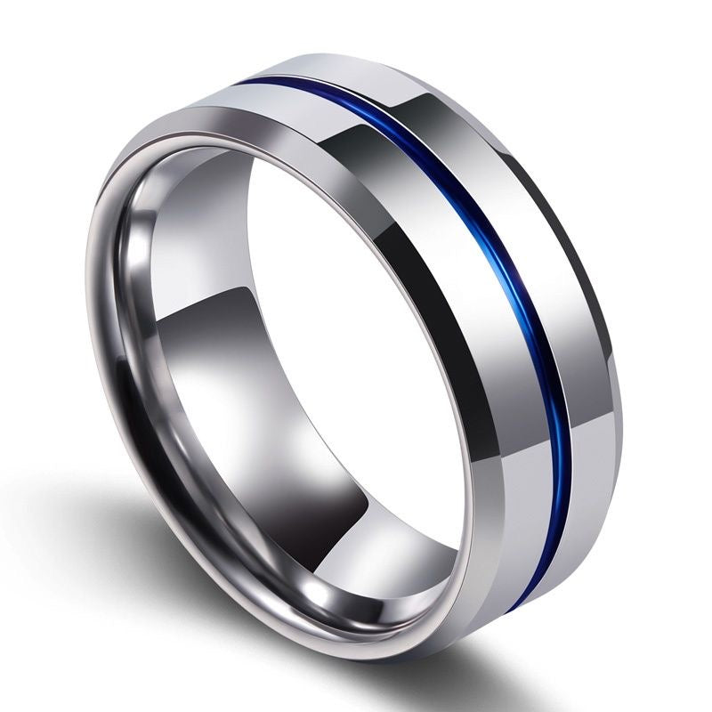 Blue Plain Band Ring .