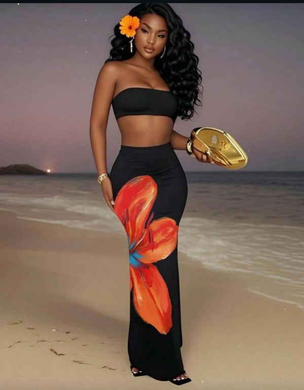 Two piece with long skirt