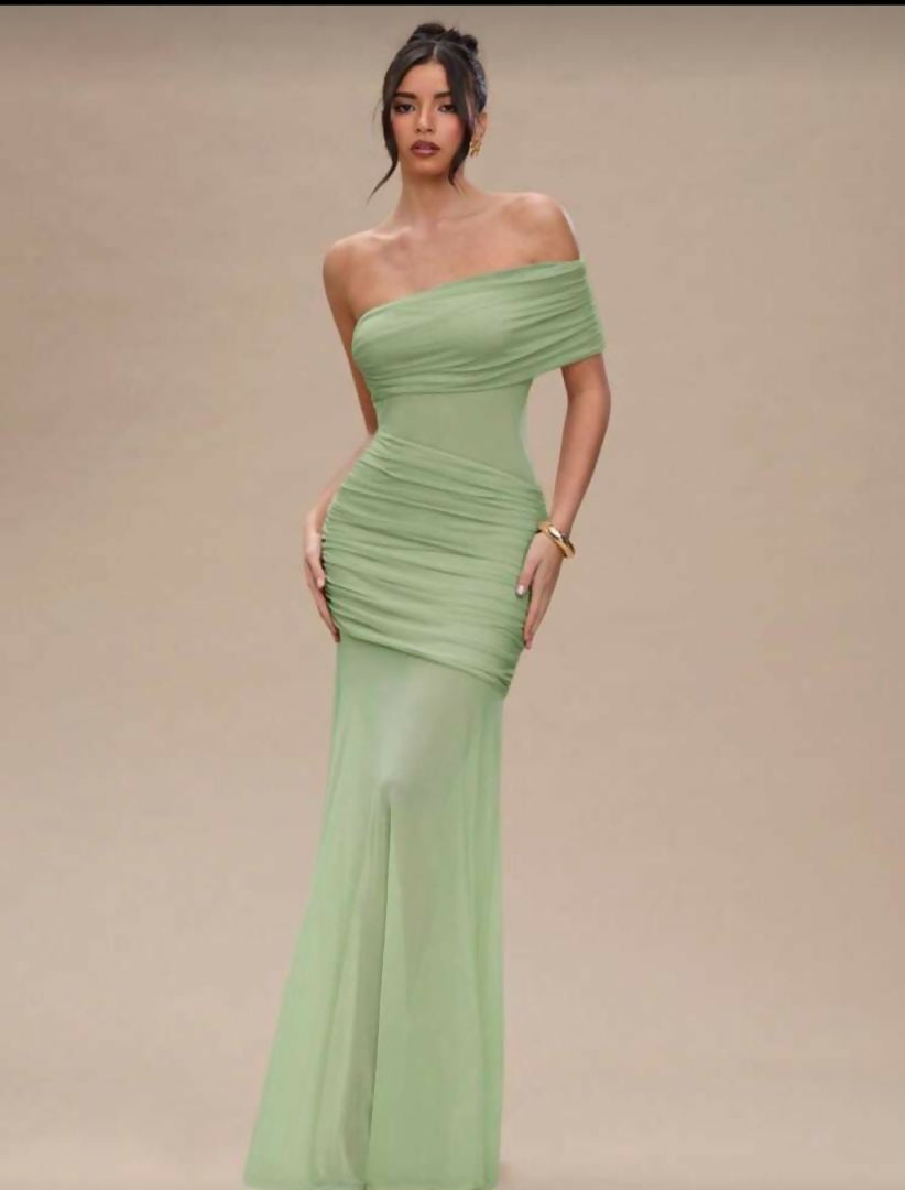 One arm mash long dress