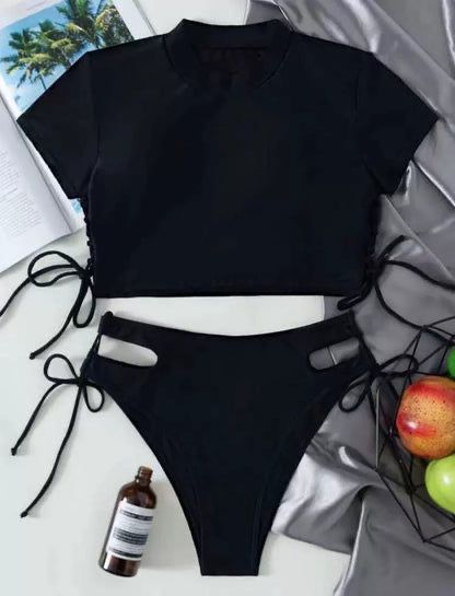 Cut-Out Lace Up Swimwear Set