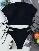 Cut-Out Lace Up Swimwear Set