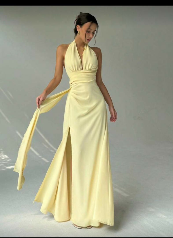 Open back slit dress