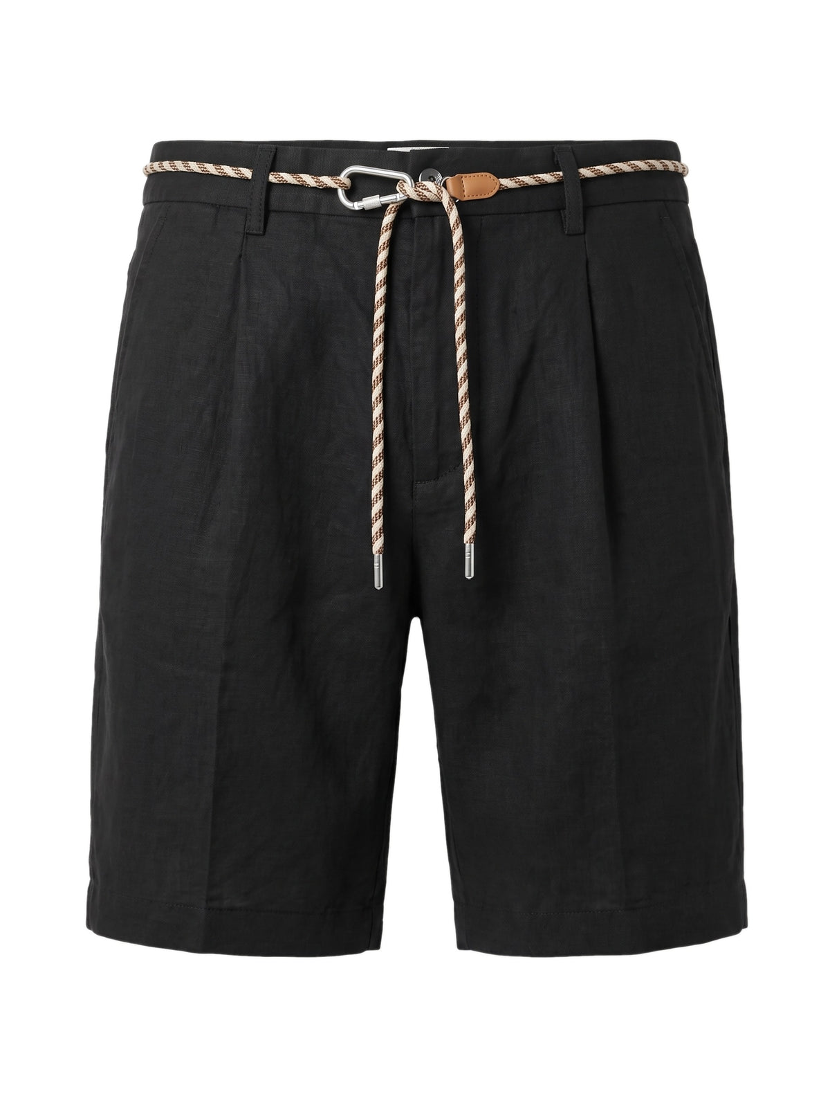Linen Drawstring Shorts — Black