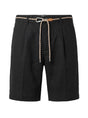 Linen Drawstring Shorts — Black