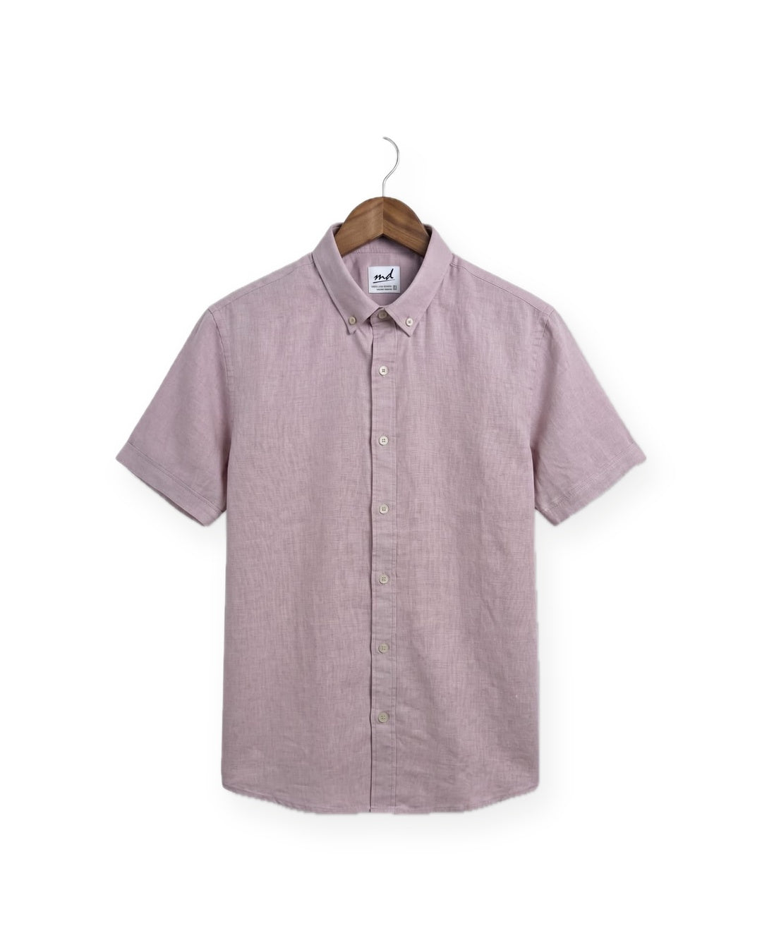 Short Sleeve Linen Shirt — Dusty Pink