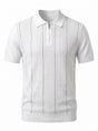 Pinstripe Zip Knit Polo — White