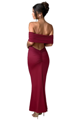 Burgundy Off-Shoulder Dress