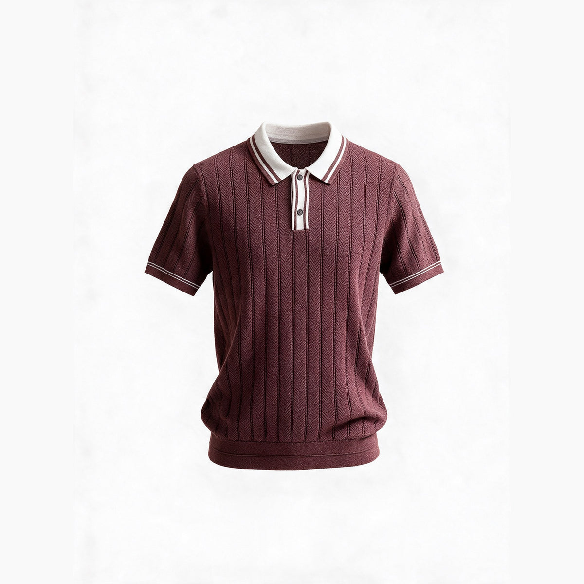 Belugga Tipped Knit Polo — Burgundy