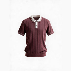 Belugga Tipped Knit Polo — Burgundy