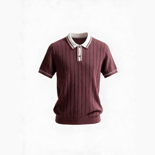 Belugga Tipped Knit Polo — Burgundy