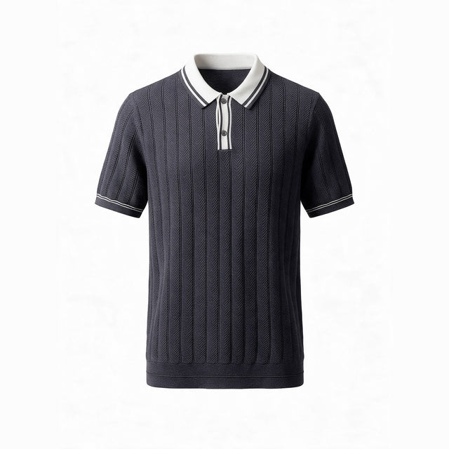 Belugga Tipped Knit Polo — Charcoal