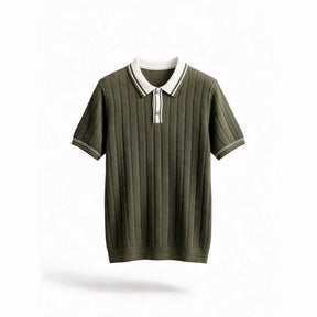 Belugga Tipped Knit Polo — Olive