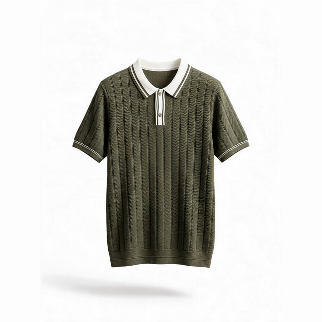 Belugga Tipped Knit Polo — Olive