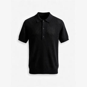 Belugga Textured Knit Polo — Black
